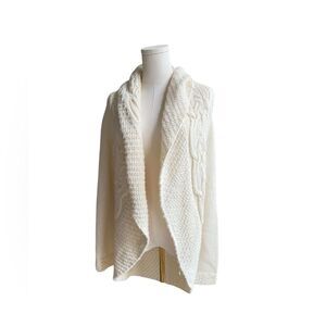 Bebe cable wool knit cream cardigan an duster S